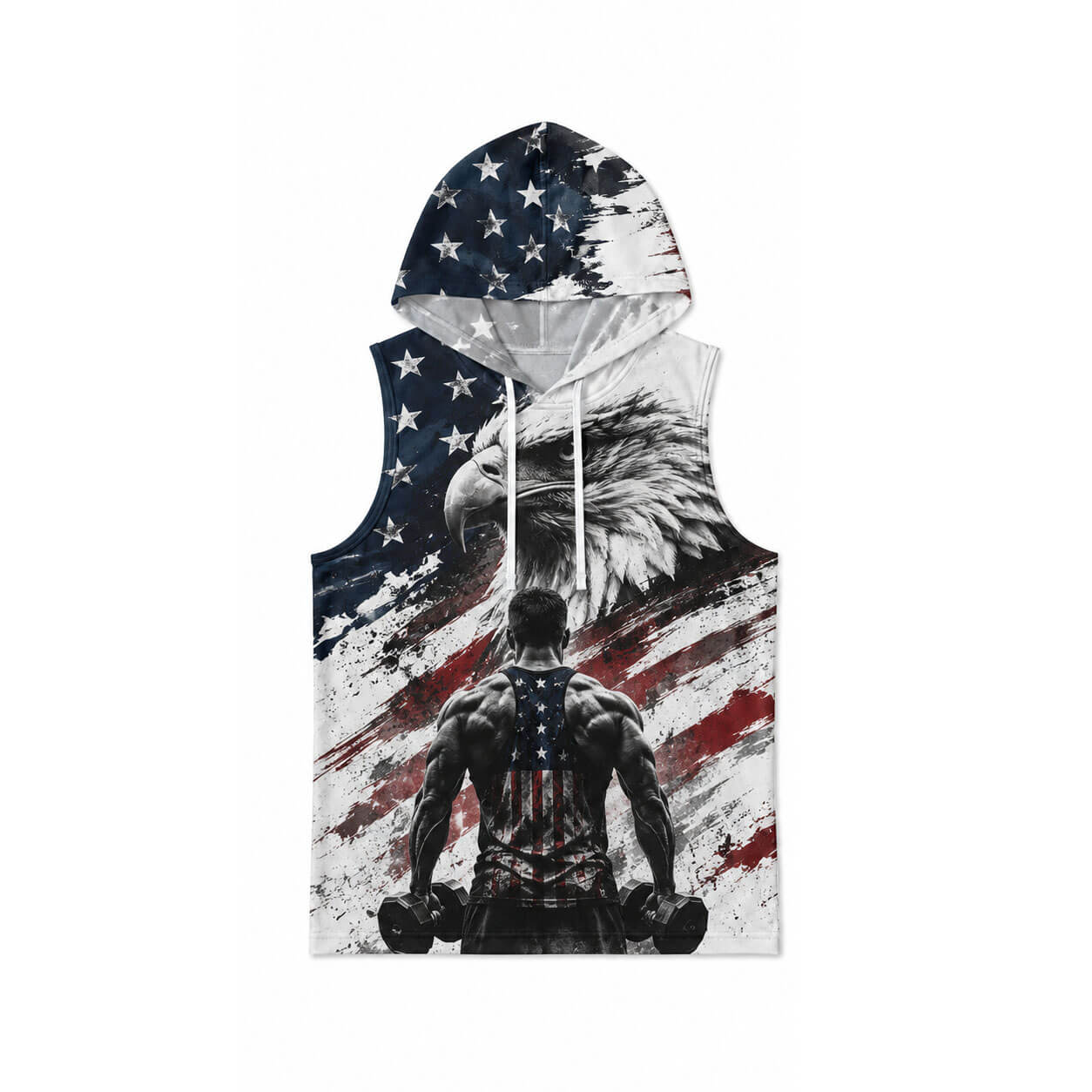 Built In Freedom Driven By Strength Men's Workout Hooded Tank Top