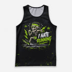Funny Running Tank Top I Hate Running Skull Runner Tech Singlet