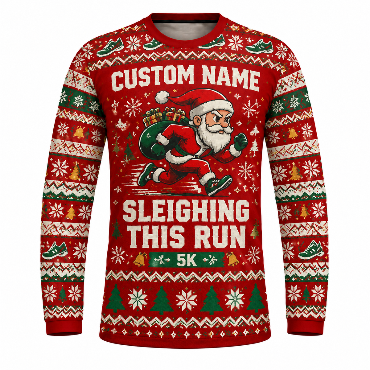 Custom Name Sleighing This Run Running Long Sleeve Shirt