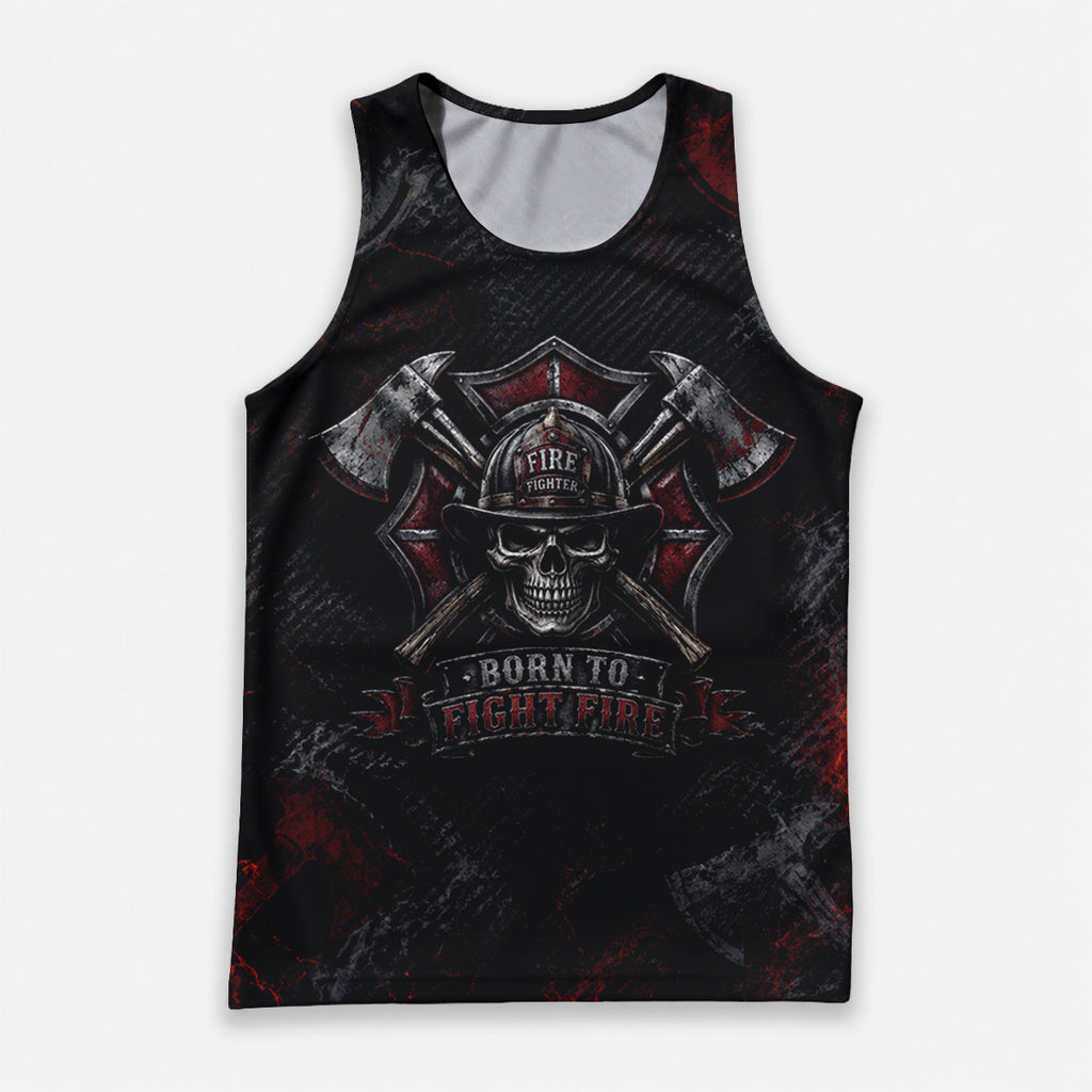 Men's Running Tank Top Firefighter Born To Fight Fire Running Singlet