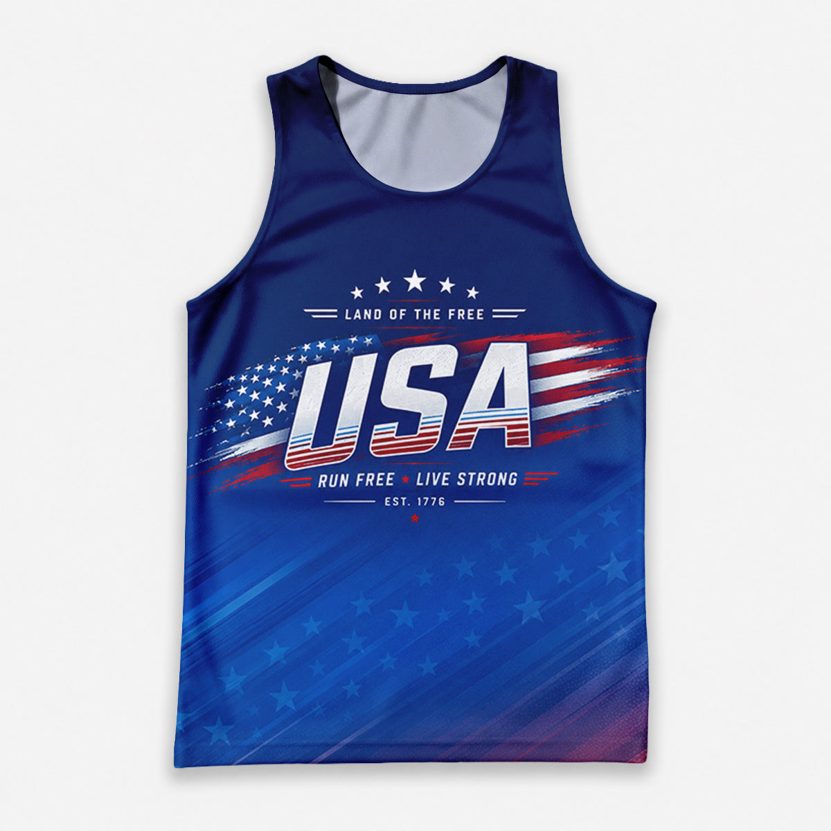 Patriotic Tech Running Tank Top - Land of The Free Running Singlet