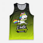 Funny Running Tank Top I Hate Running Unicorn Tech Singlet V2