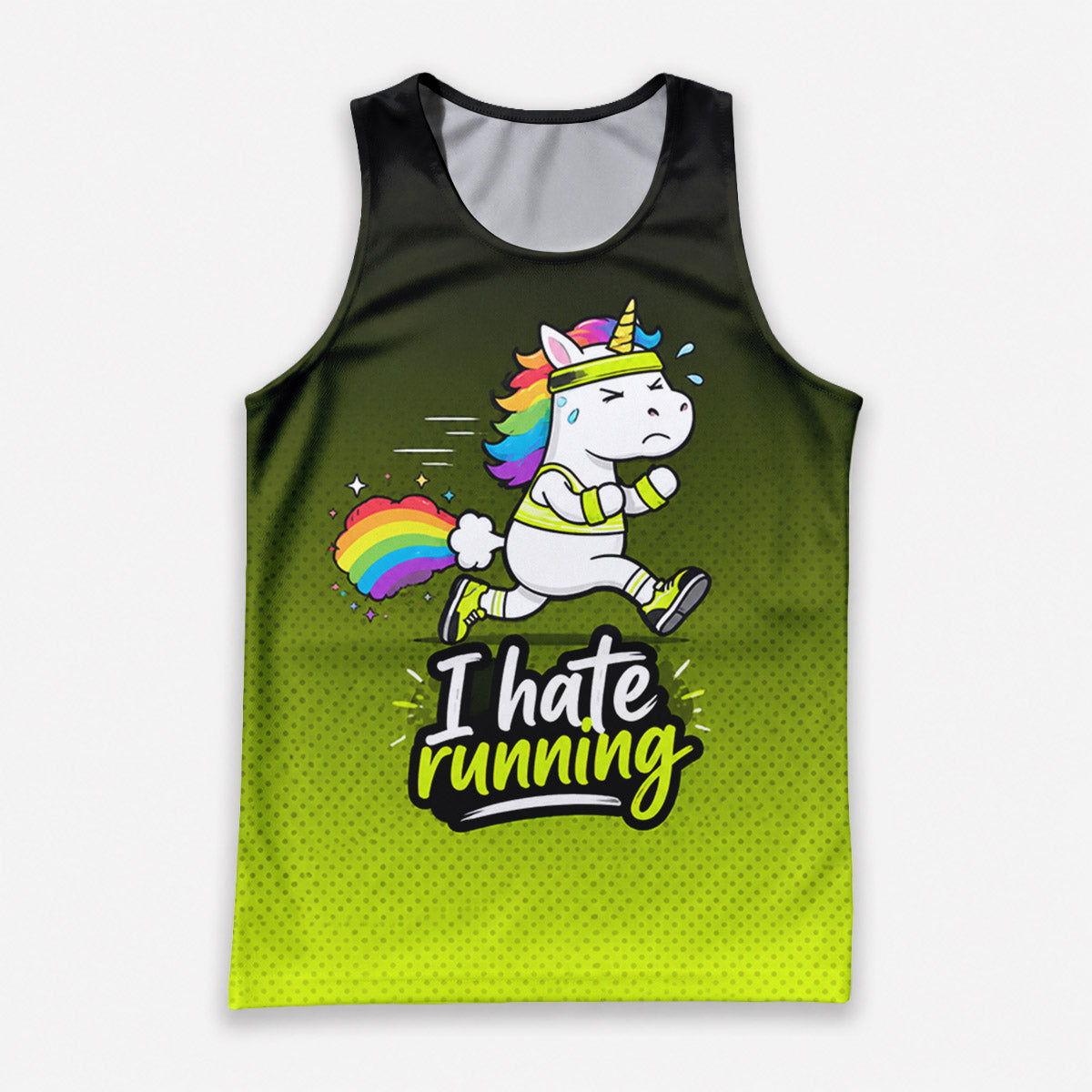 Funny Running Tank Top I Hate Running Unicorn Tech Singlet V2