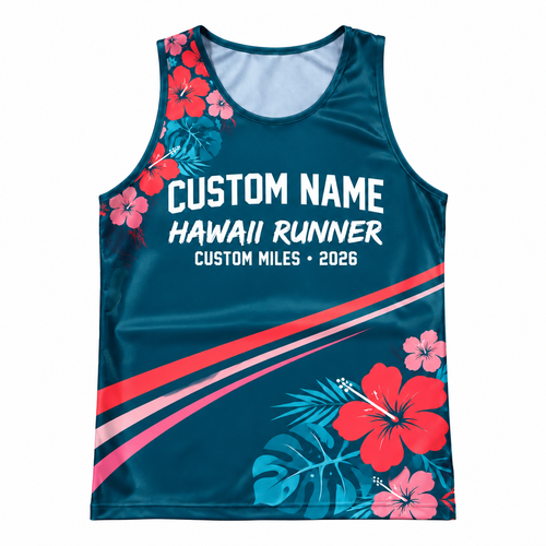 Custom Name Miles Tropical Hibiscus Running Tank Top