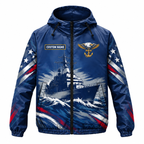 Custom Name Navy Sea Eagle Veteran Running Windbreaker Jacket