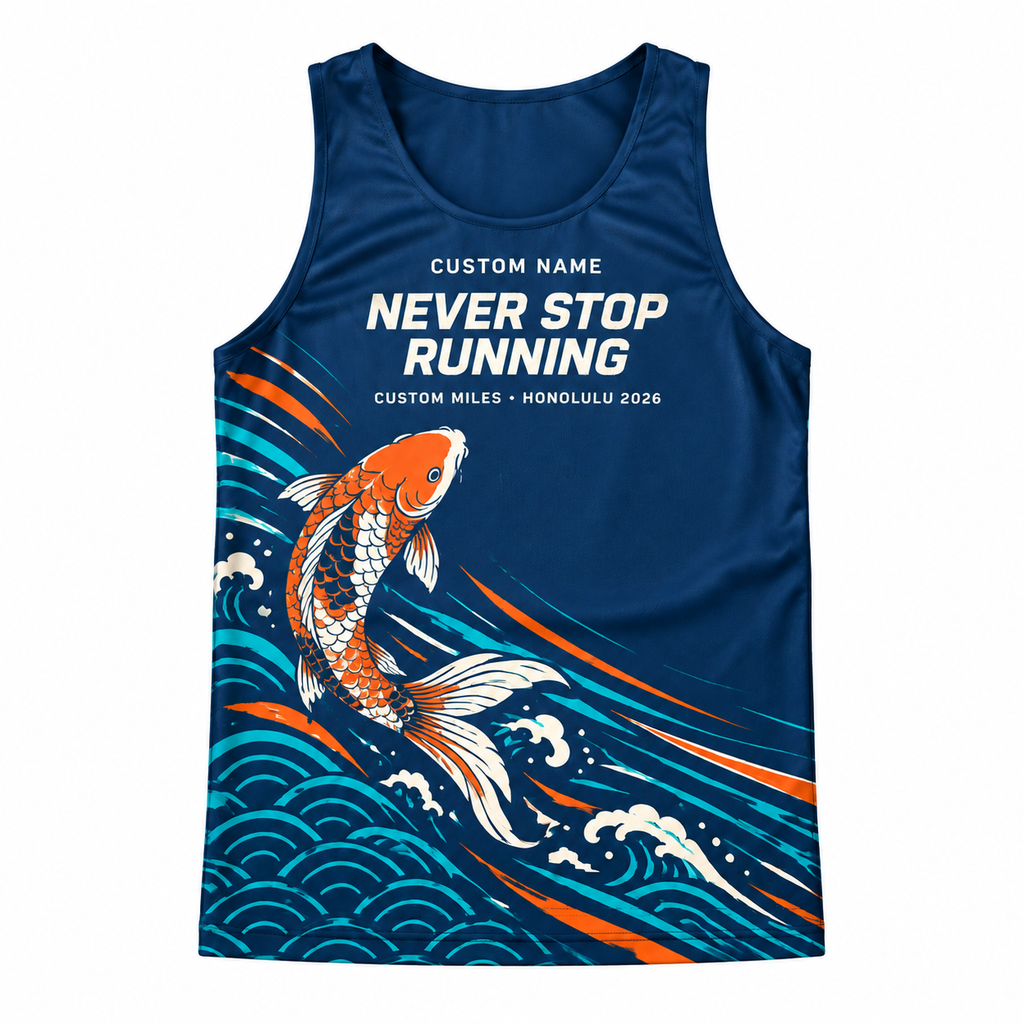 Custom Name Miles Koi Wave Aloha Running Tank Top
