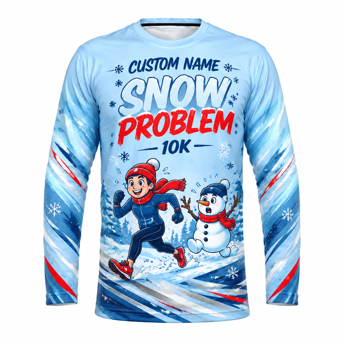 Custom Name Snow Problem Running Long Sleeve Shirt