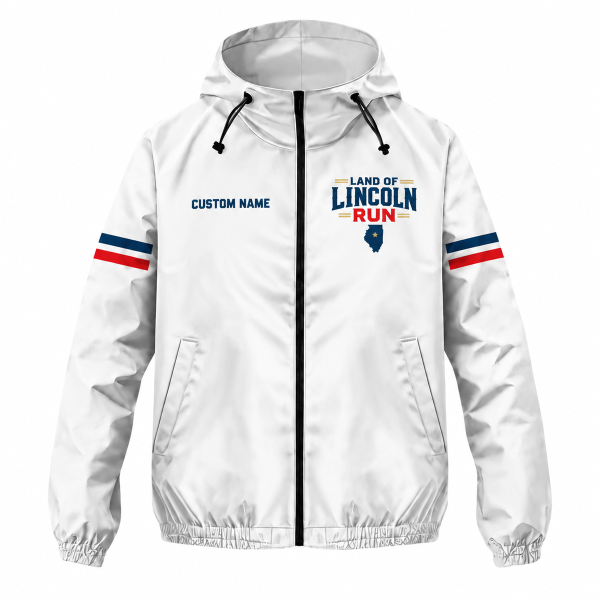 Custom Name Land of Lincoln Run Illinois Running Windbreaker Jacket