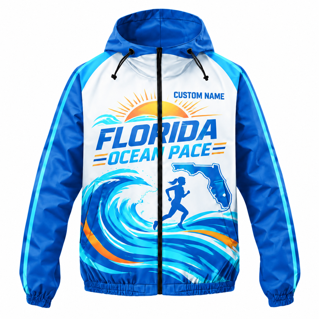 Custom Name Florida Ocean Pace Florida Running Windbreaker Jacket