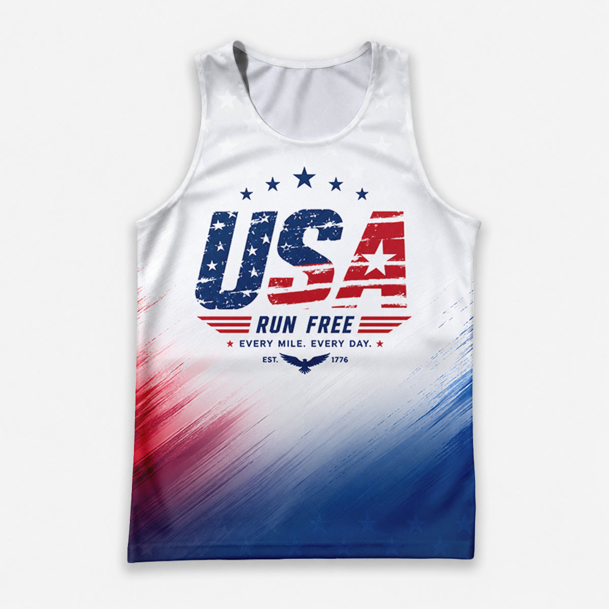 Patriotic Tech Running Tank Top - Red White Blue Running Singlet