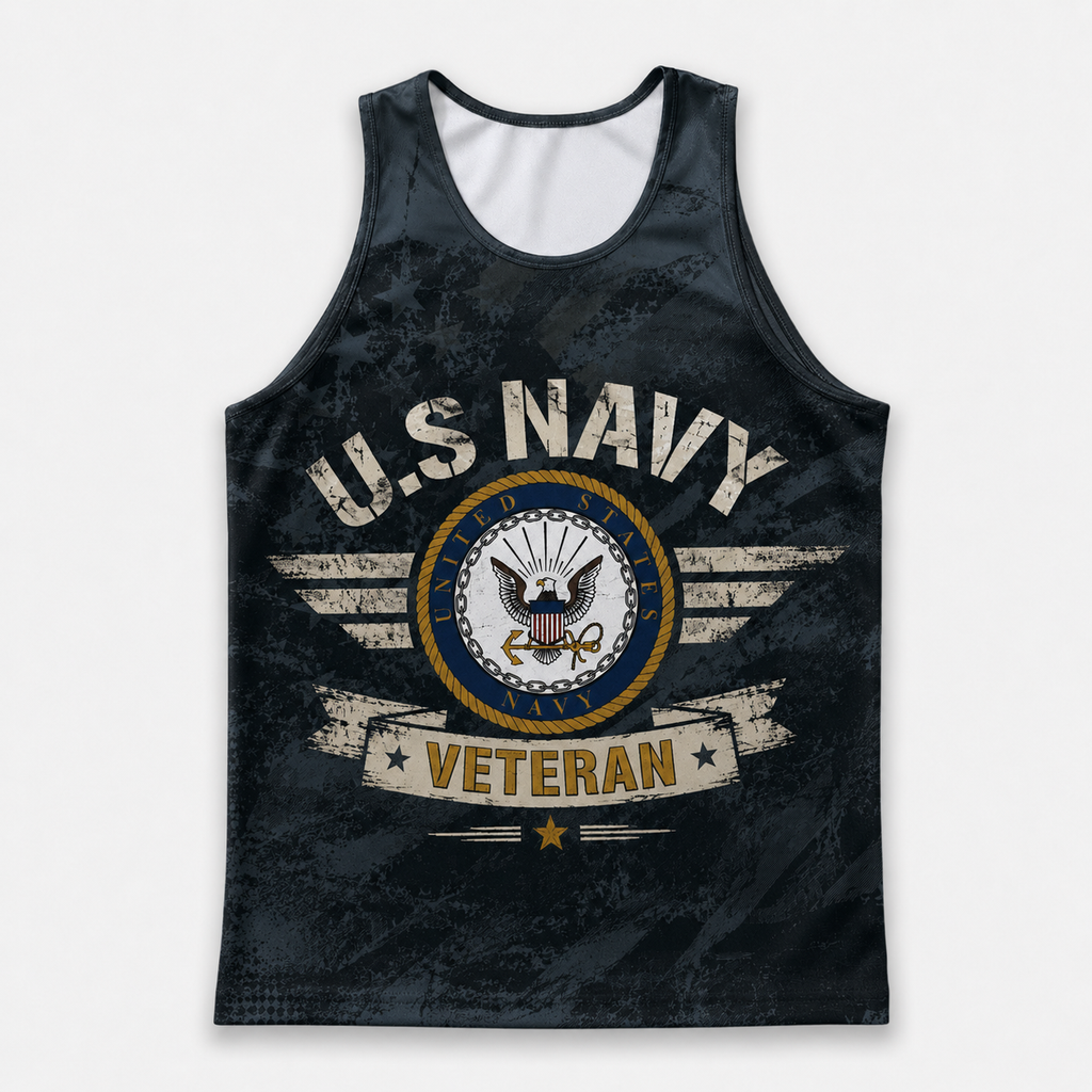 Veteran Running Tank Top - US Navy Veteran V3 Tech Singlet
