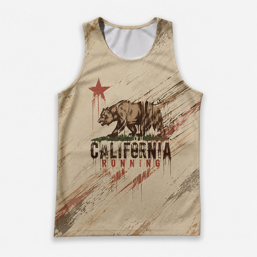 California Flag Grunge Runner California State Running Tank Top