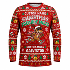 Custom Name Miles Christmas Freakin’ Miles Santa Hustle Galveston Running Long Sleeve Shirt