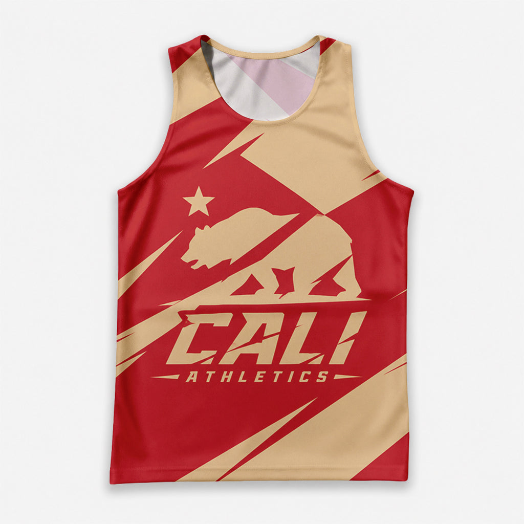 Abstract Color Block Flag California State Running Tank Top