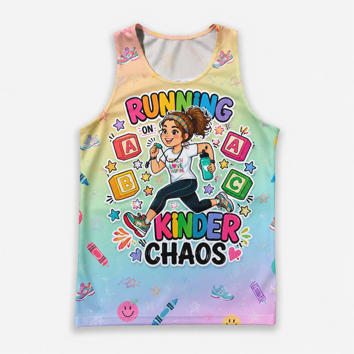 Teacher Running Tank Top Kindergarten Chaos Runner Tech Running Singlet
