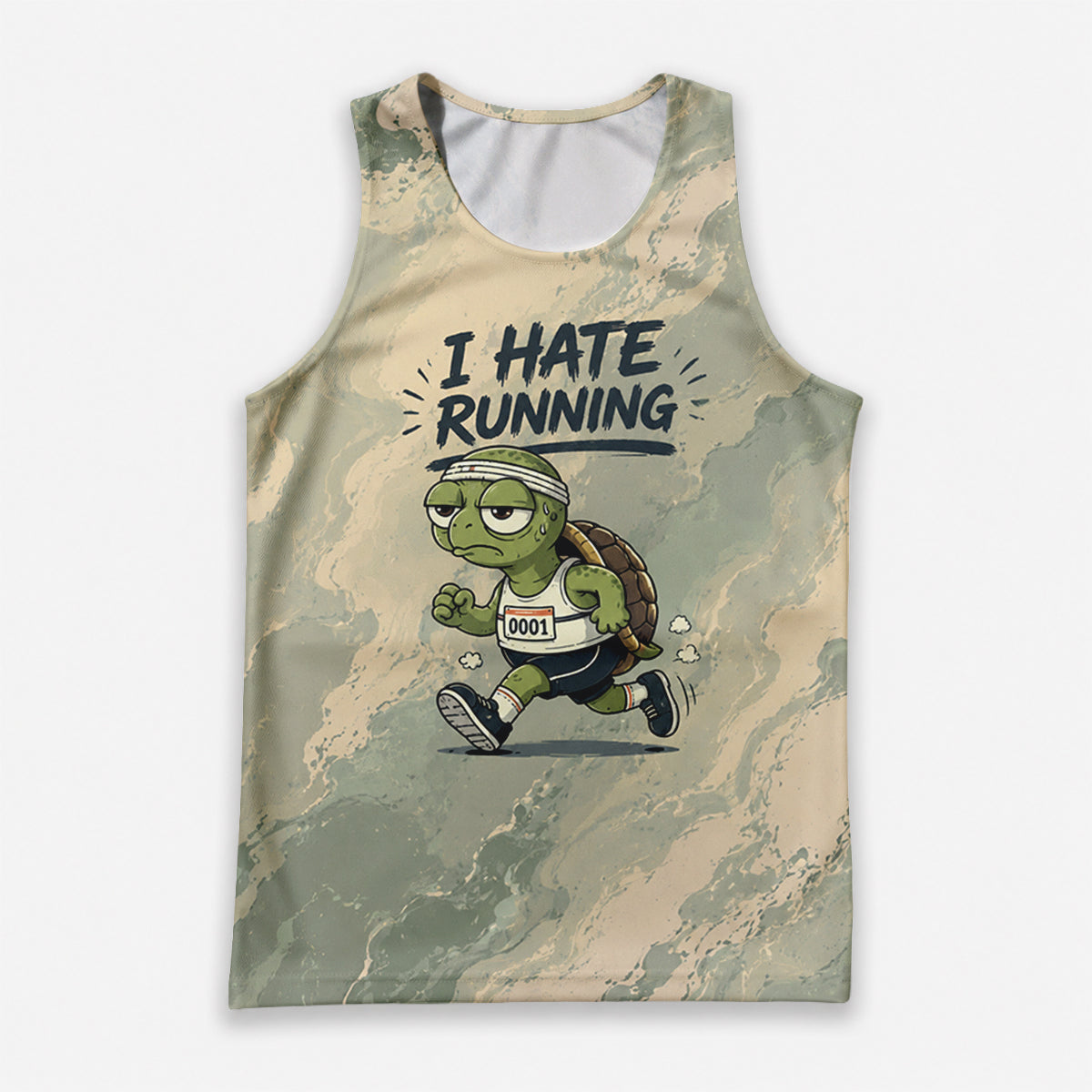 Funny Running Tank Top I Hate Running Turtle Tech Singlet