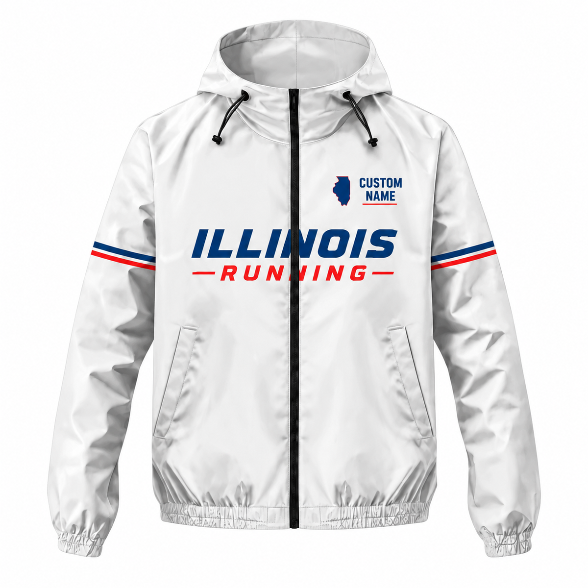 Custom Name Illinois Map Runner Illinois Running Windbreaker Jacket