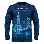 Custom Name Philadelphia Blueprint Bridge Running Long Sleeve Shirt