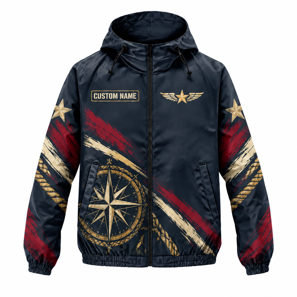 Custom Name Marine Veteran Semper Forward Running Windbreaker Jacket