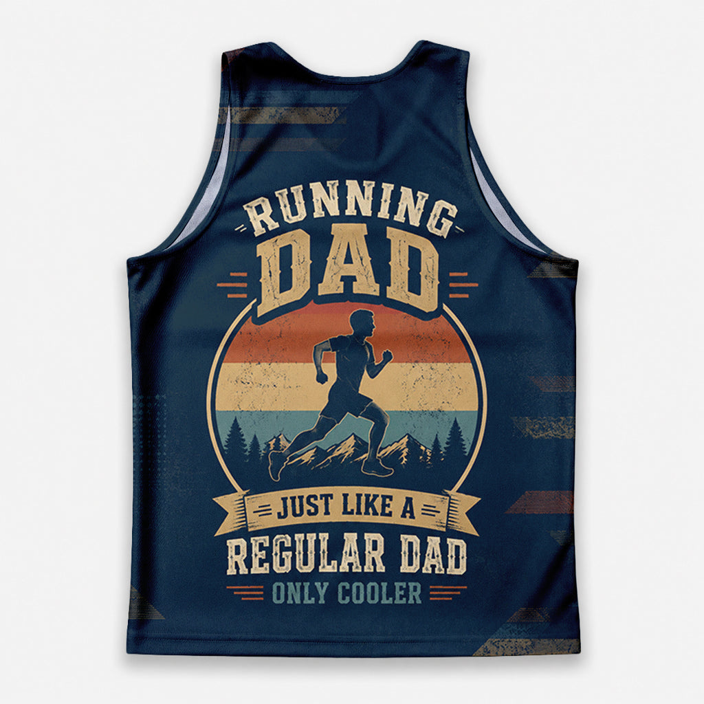 Funny Dad Running Tank Top Like Regular Dad Only Cooler Tech Singlet V2