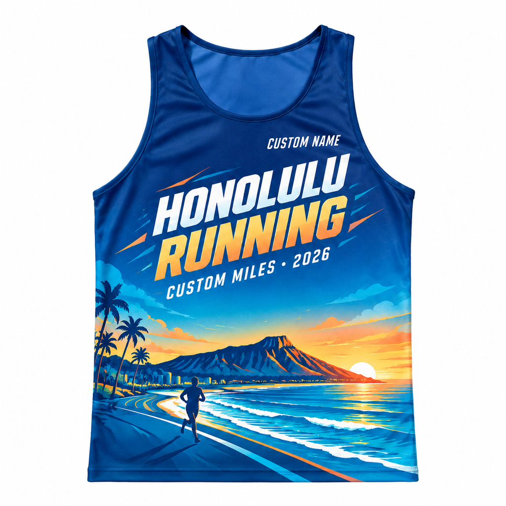Custom Name Miles Diamond Head Sunrise Running Tank Top