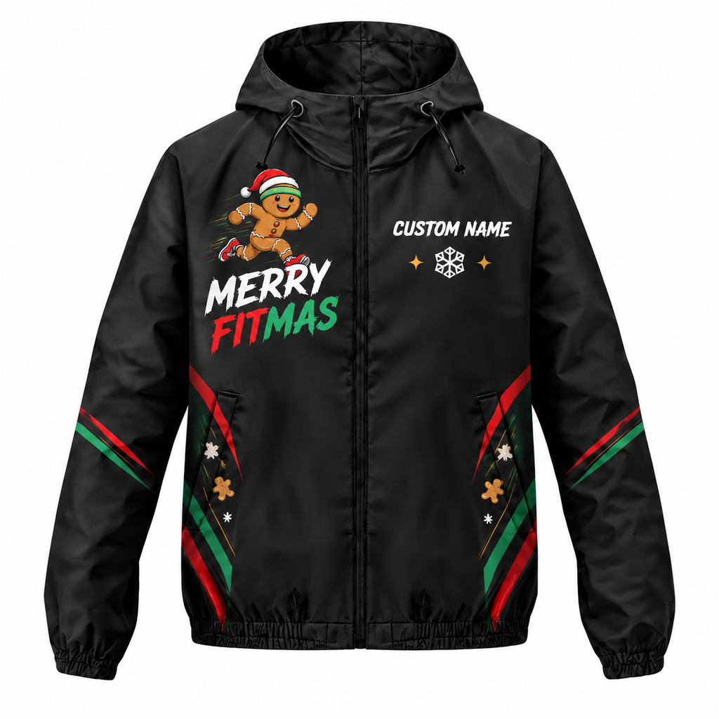 Custom Name Merry Fitmas Runner Running Windbreaker Jacket