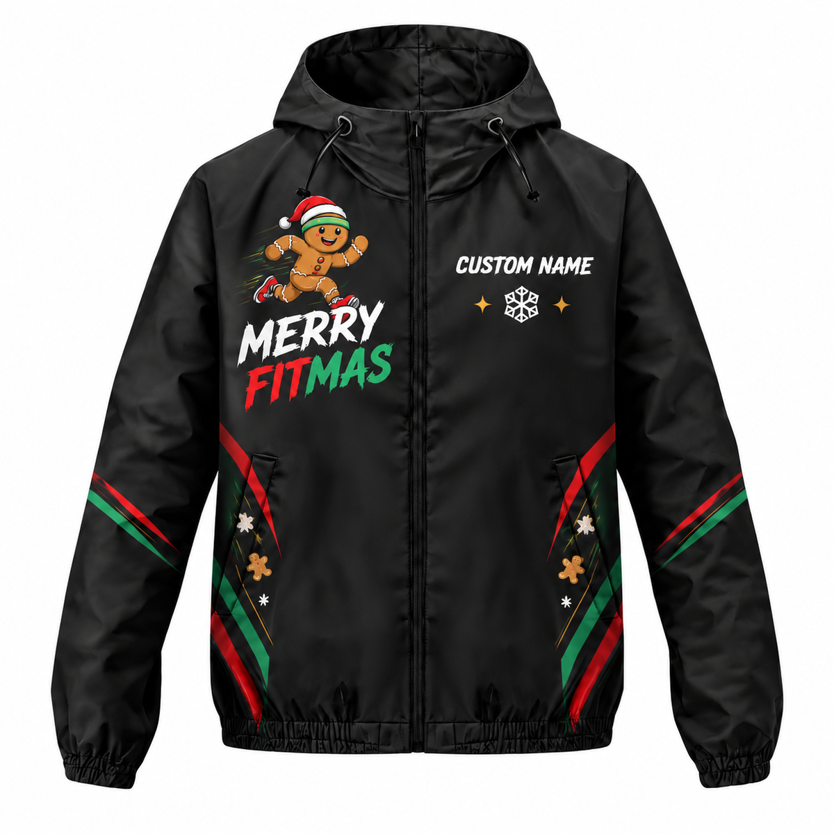 Custom Name Merry Fitmas Runner Running Windbreaker Jacket