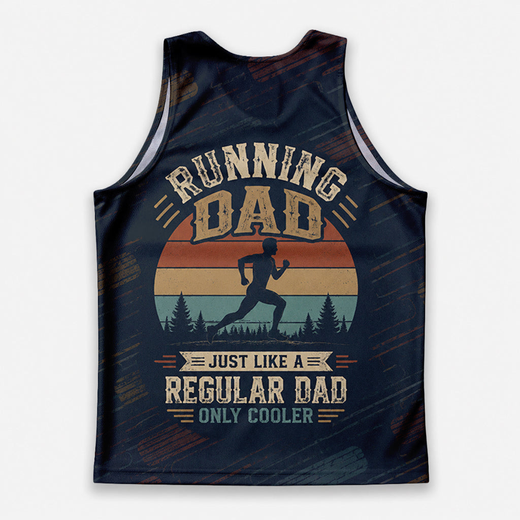Funny Dad Running Tank Top Like Regular Dad Only Cooler Tech Singlet
