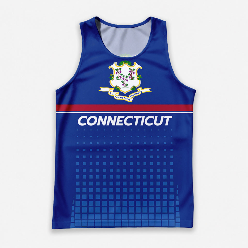 Patriotic Tech Running Tank Top - Connecticut State Pride Running Singlet