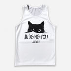 Cat Running Tank Top Black Cat Silently Judging You Running Singlet for Men and Women