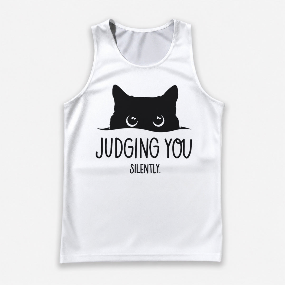Cat Running Tank Top Black Cat Silently Judging You Running Singlet for Men and Women