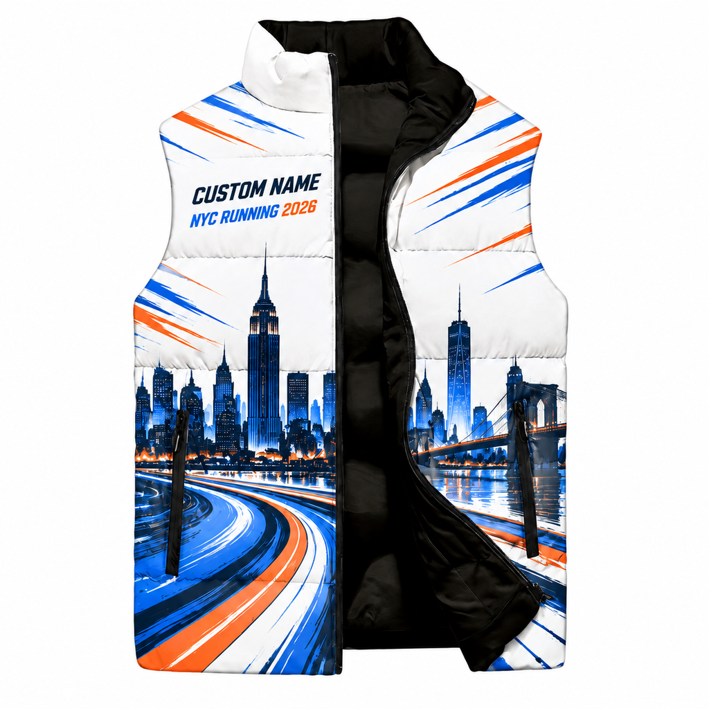 Custom Name Pulse To The City Sleeveless Running Puffer Jacket