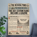 Personalized Vintage Newspaper Marathon Runner Poster