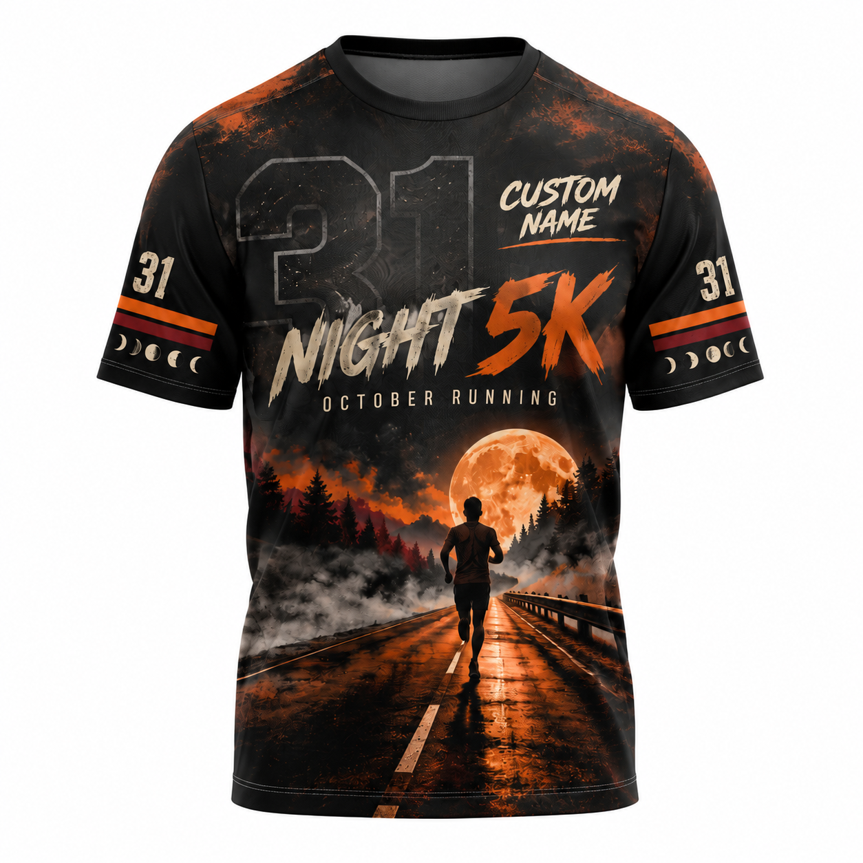 Custom Name October 31 Night 5K Halloween Tech Running T-Shirt
