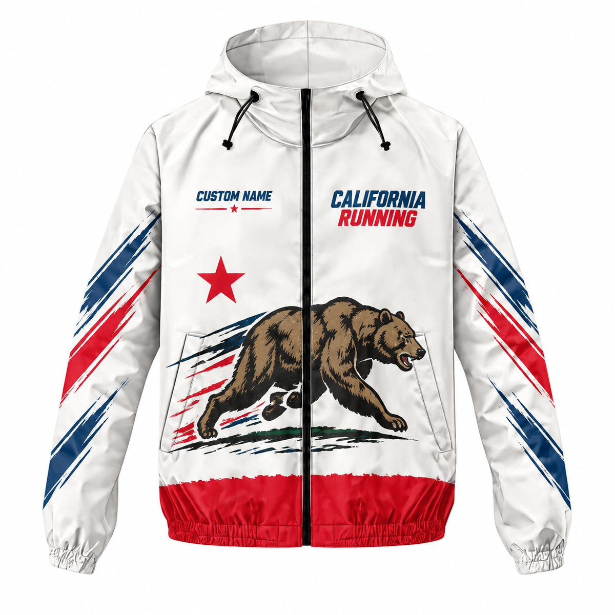 Custom Name California Republic Running Running Windbreaker Jacket
