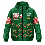 Custom Name Sleigh the Season Santa Hustle Galveston Running Windbreaker Jacket