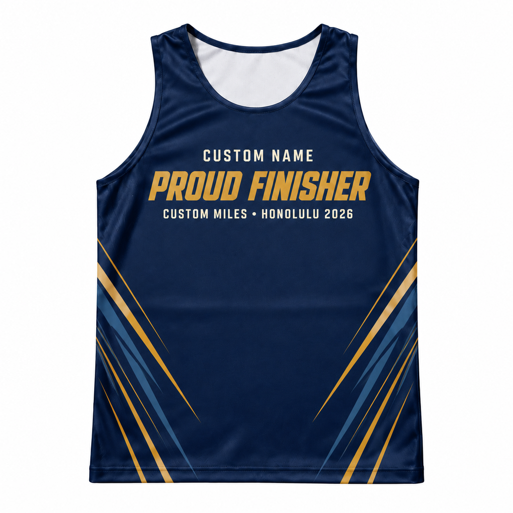 Custom Name Miles Honolulu Gold Finisher Running Tank Top