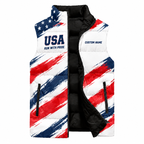 USA Freedom Brush Flag Sleeveless Running Puffer Jacket