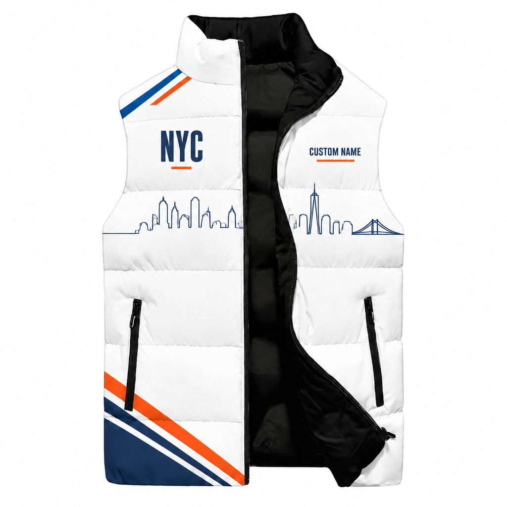 Custom Name Minimal Performance NYC Vest Sleeveless Running Puffer Jacket