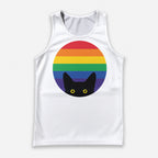 LGBT Pride Running Tank Top Peeking Cat in Rainbow Running Singlet for Men and Women