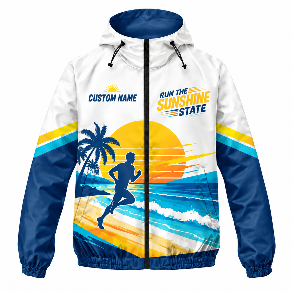 Custom Name Run The Sunshine State Florida Running Windbreaker Jacket