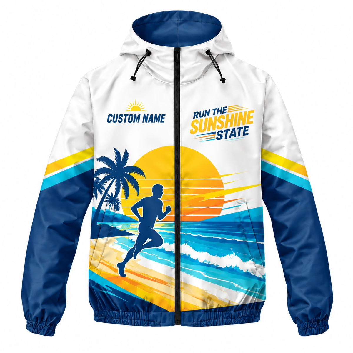 Custom Name Run The Sunshine State Florida Running Windbreaker Jacket