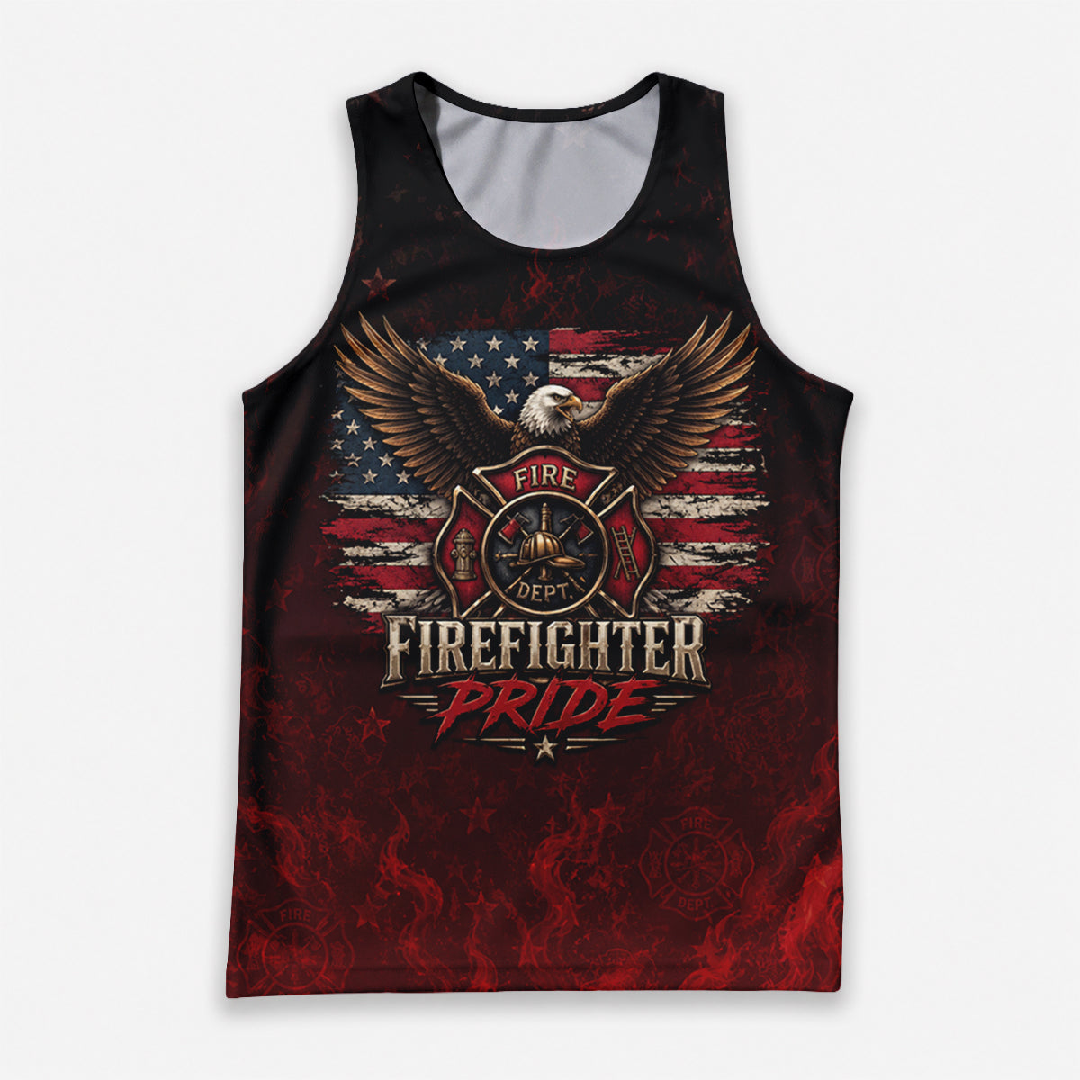 Men's Running Tank Top Firefighter Pride American Flag Eagle Running Singlet V2