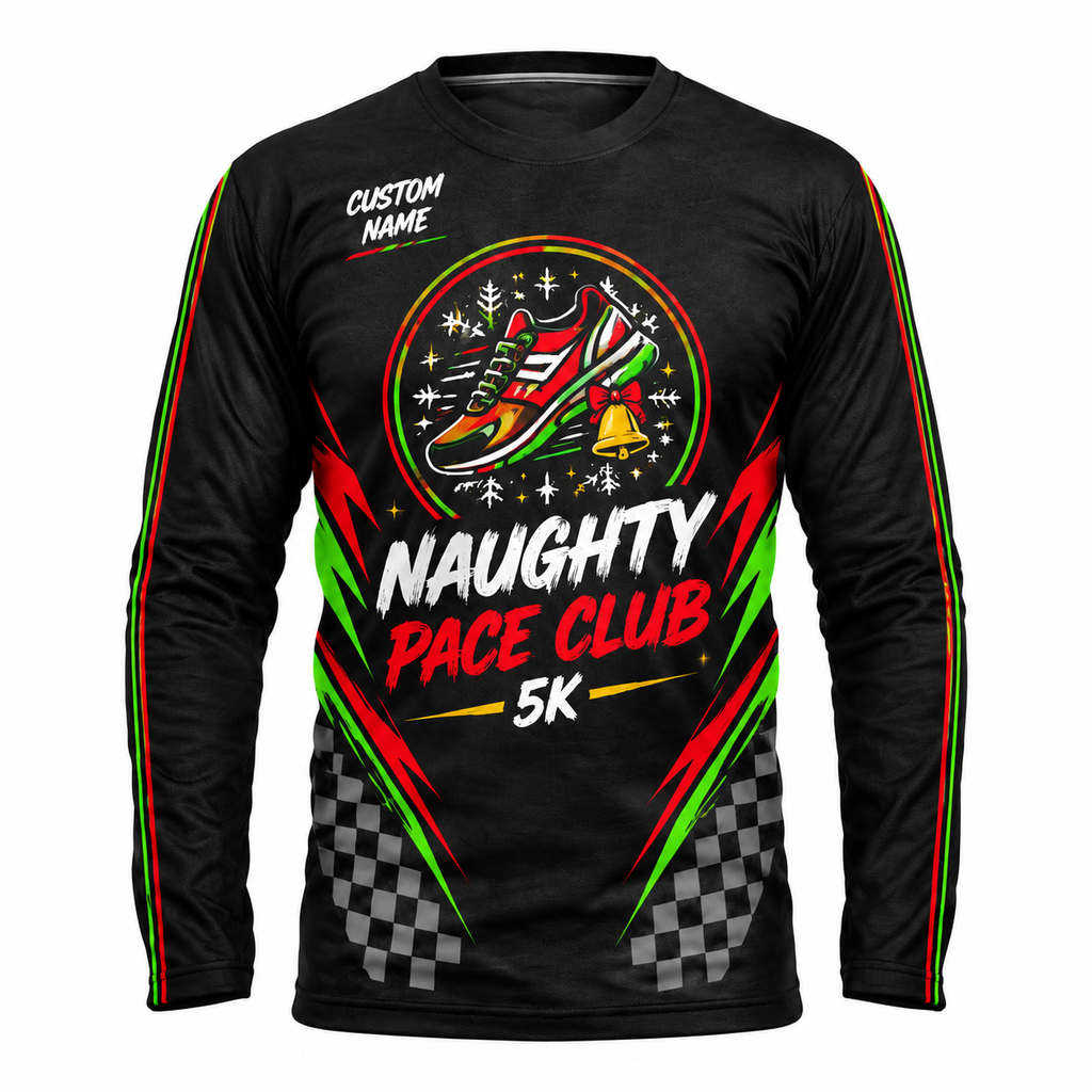 Custom Name Naughty Pace Club Running Long Sleeve Shirt