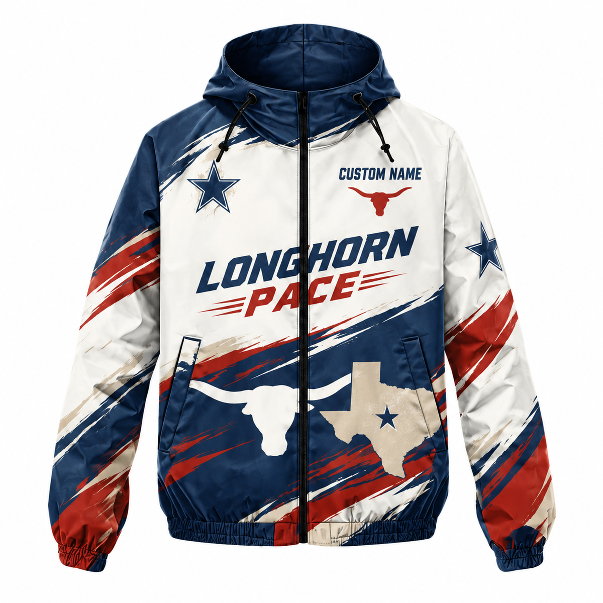 Custom Name Longhorn Pace Running Windbreaker Jacket