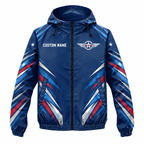 Custom Name Air Force Wings Veteran Running Windbreaker Jacket