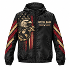 Custom Name Marine Veteran Always Forward Running Windbreaker Jacket
