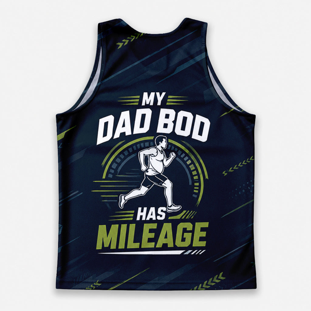 Funny Dad Running Tank Top My Dad Bod Has Mileage Tech Singlet