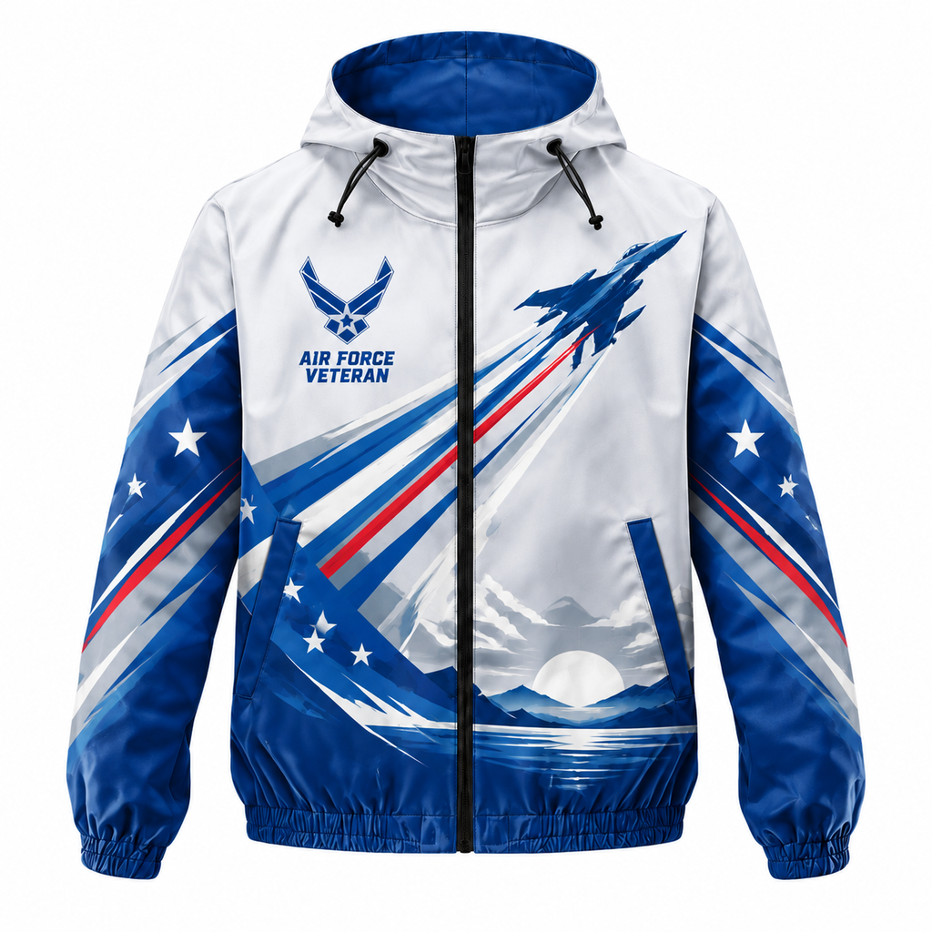 Custom Name Air Force Fly Run Honor Running Windbreaker Jacket