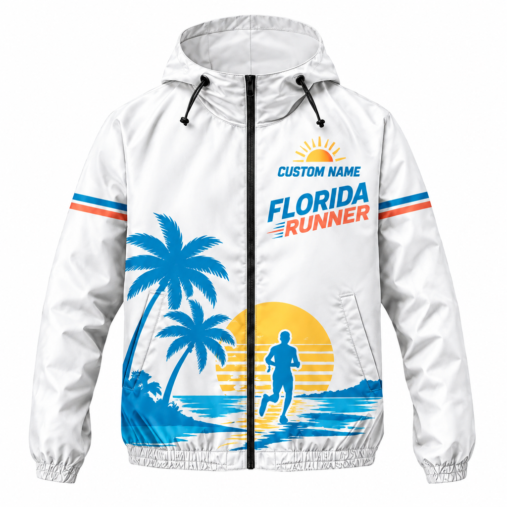 Custom Name Florida Sunshine Runner Florida Running Windbreaker Jacket